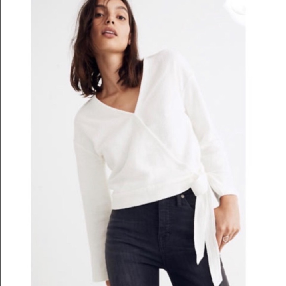 Madewell Texture & Thread Top White Wrap - M